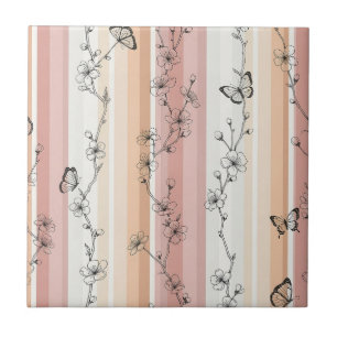 Elegant Butterfly Blossom (11) Ceramic Tile