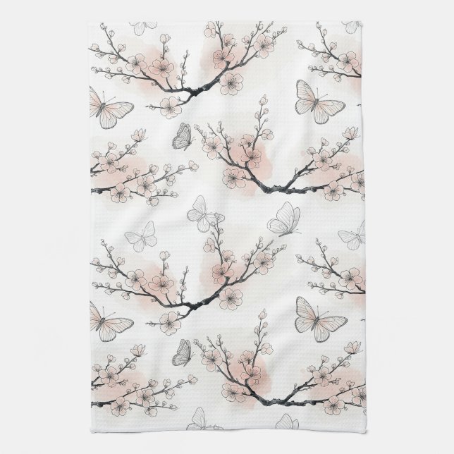Elegant Butterfly Blossom (11) Kitchen Towel (Vertical)