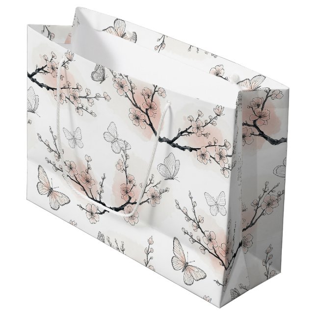Elegant Butterfly Blossom (11) Large Gift Bag (Front Angled)