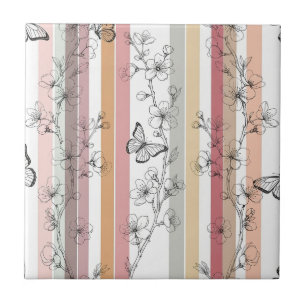 Elegant Butterfly Blossom (12) Ceramic Tile