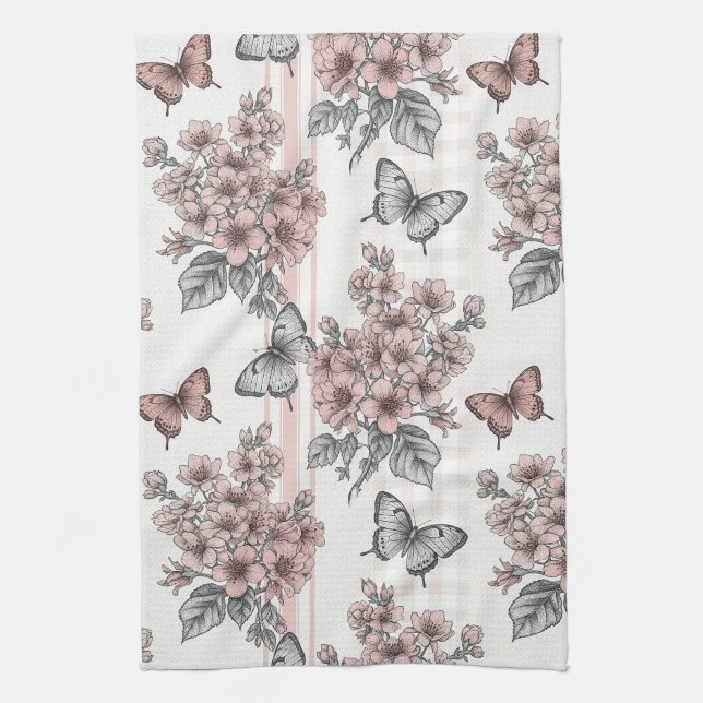 Elegant Butterfly Blossom (1) Kitchen Towel (Vertical)