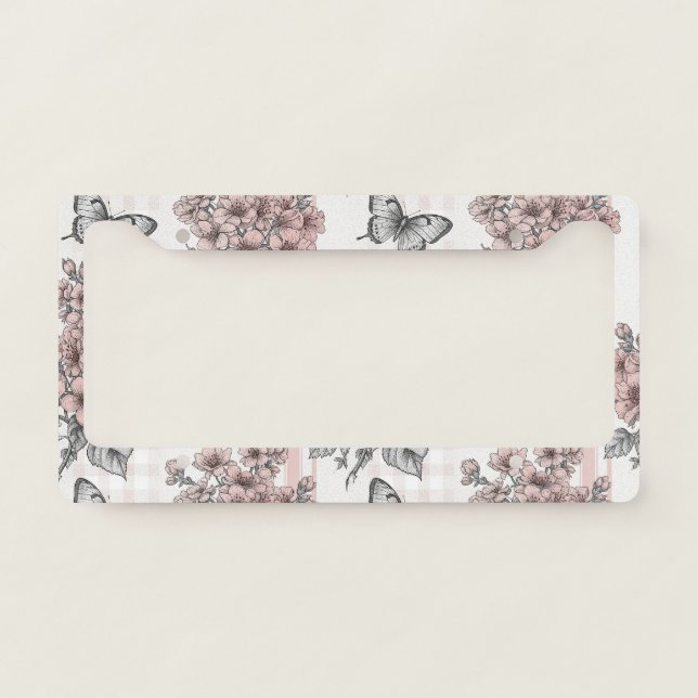 Elegant Butterfly Blossom (1) License Plate Frame (Front)