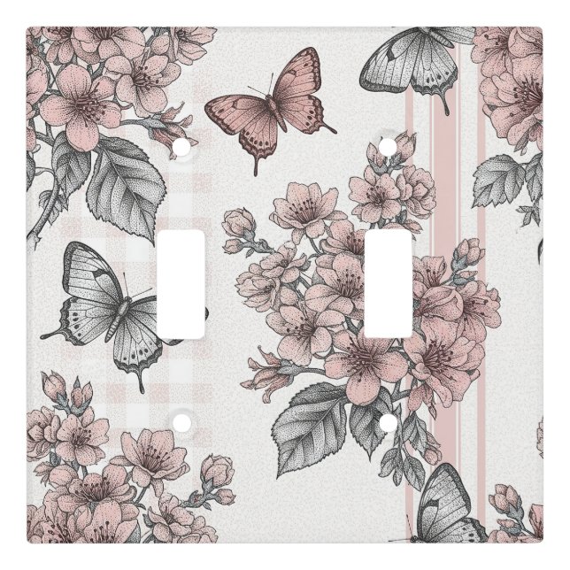 Elegant Butterfly Blossom (1) Light Switch Cover (Front)
