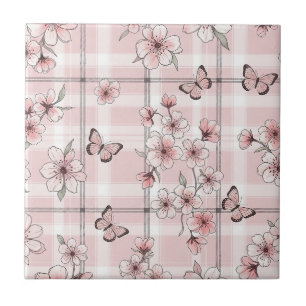 Elegant Butterfly Blossom (2) Ceramic Tile