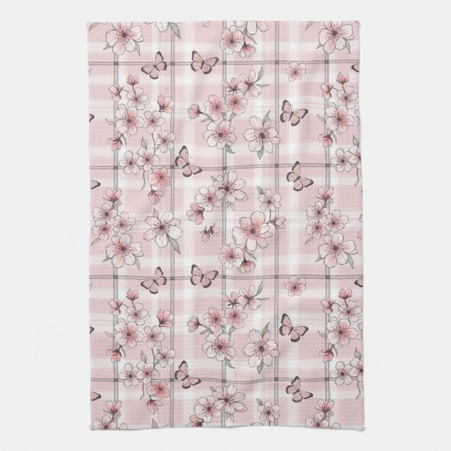 Elegant Butterfly Blossom (2) Kitchen Towel (Vertical)