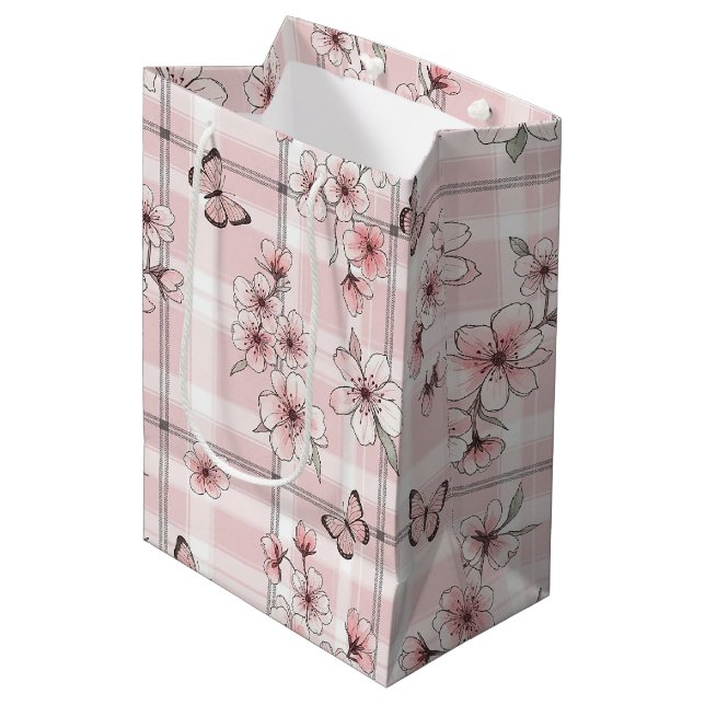 Elegant Butterfly Blossom (2) Medium Gift Bag (Front Angled)