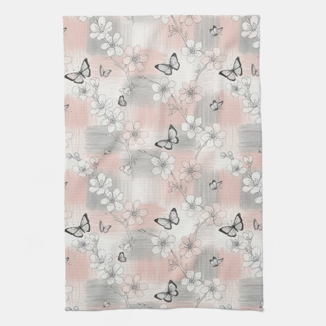 Elegant Butterfly Blossom (3) Kitchen Towel (Vertical)
