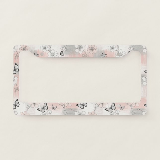 Elegant Butterfly Blossom (3) License Plate Frame (Front)