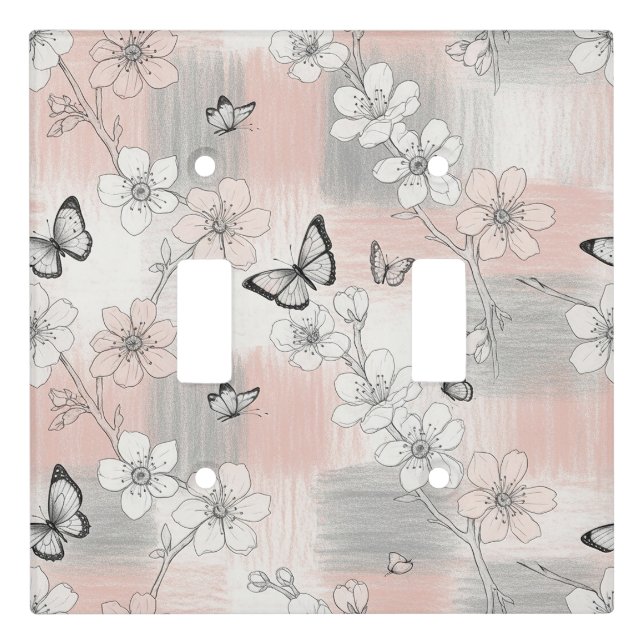 Elegant Butterfly Blossom (3) Light Switch Cover (Front)