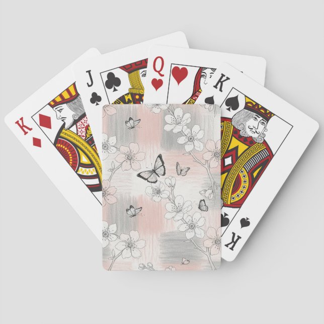 Elegant Butterfly Blossom (3) Poker Cards (Back)