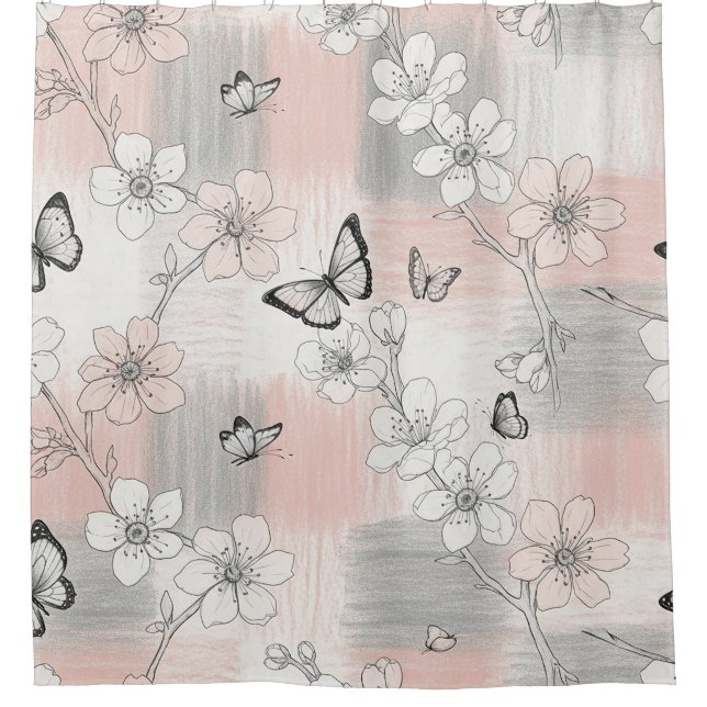 Elegant Butterfly Blossom (3) Shower Curtain (Front)
