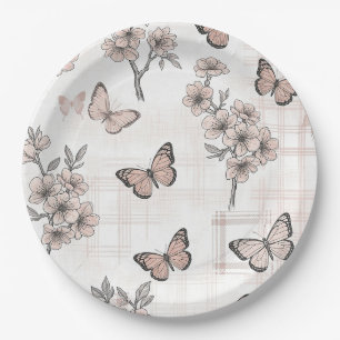 Elegant Butterfly Blossom (4) Paper Plates