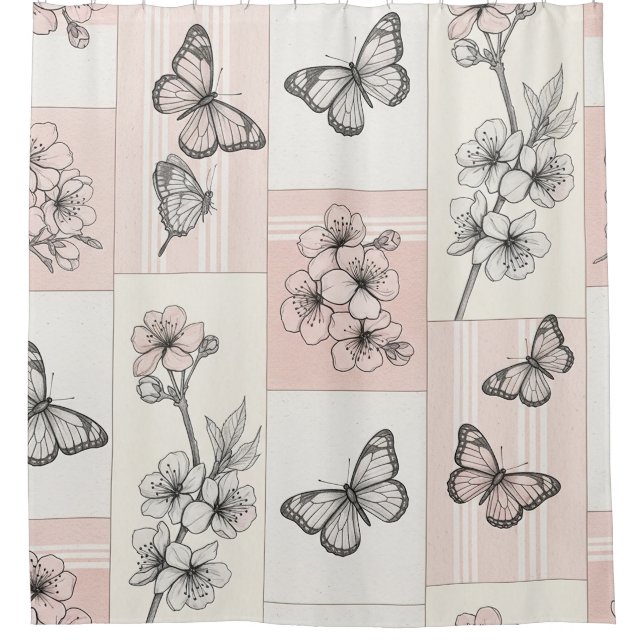 Elegant Butterfly Blossom (5) Shower Curtain (Front)