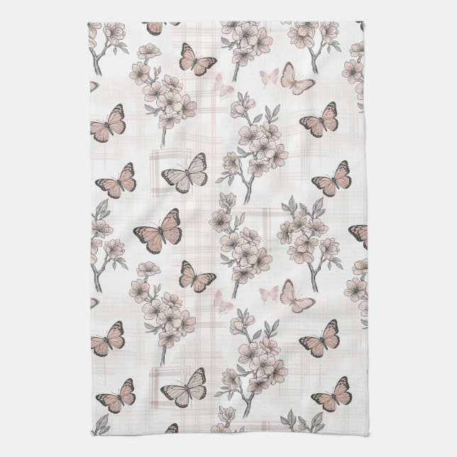 Elegant Butterfly Blossom (6) Kitchen Towel (Vertical)