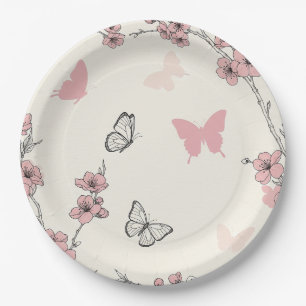 Elegant Butterfly Blossom (6) Paper Plates