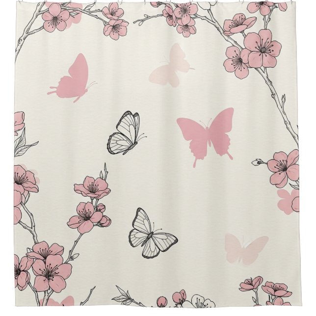 Elegant Butterfly Blossom (6) Shower Curtain (Front)