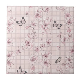 Elegant Butterfly Blossom (7) Ceramic Tile