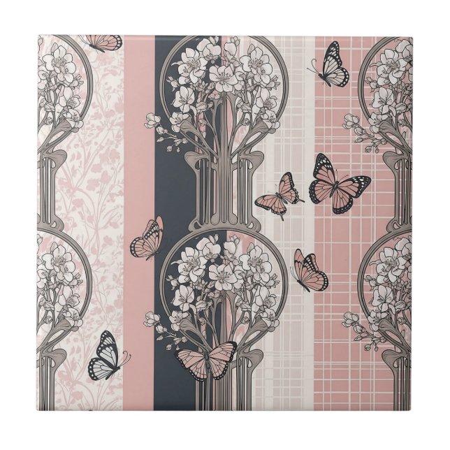 Elegant Butterfly Blossom (8) Ceramic Tile (Front)
