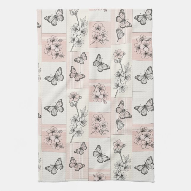 Elegant Butterfly Blossom (8) Kitchen Towel (Vertical)
