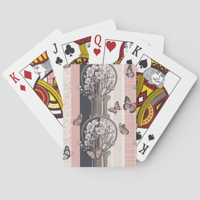 Elegant Butterfly Blossom (8) Poker Cards (Back)