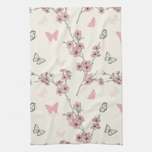 Elegant Butterfly Blossom (9) Kitchen Towel (Vertical)