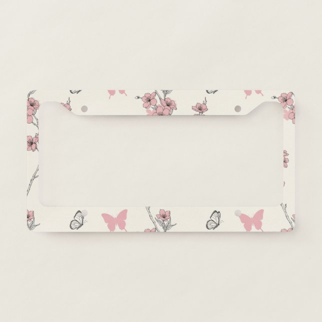 Elegant Butterfly Blossom (9) License Plate Frame (Front)