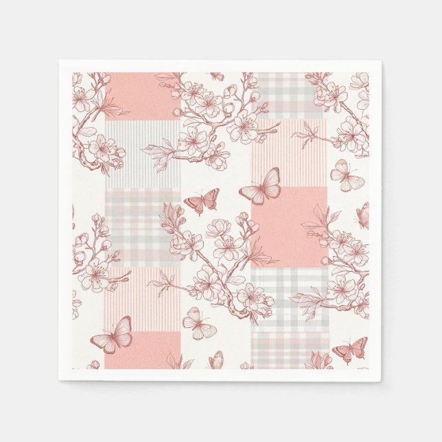 Elegant Butterfly Blossom (9) Napkins (Front)