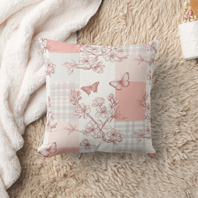 Elegant Butterfly Blossom (9) Throw Pillow (Blanket)