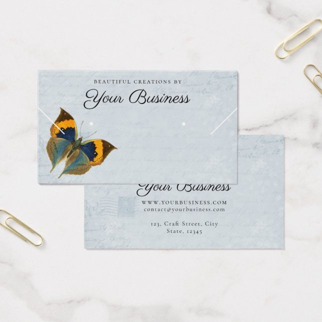 Elegant Butterfly Blue Jewelry Display Card (Office)