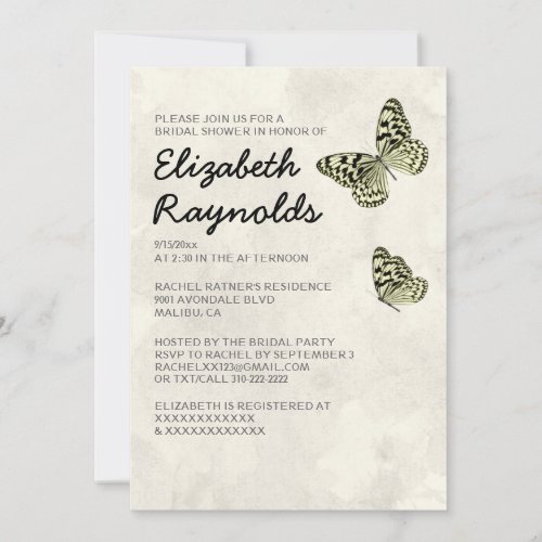 Elegant Butterfly Bridal Shower Invitations