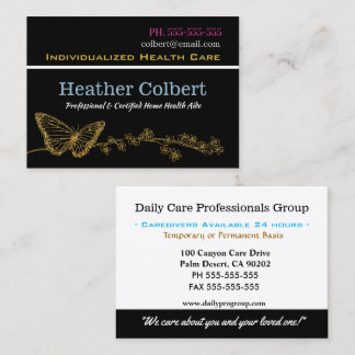 Elegant Butterfly Caregiver Trusting Professional  Business Card