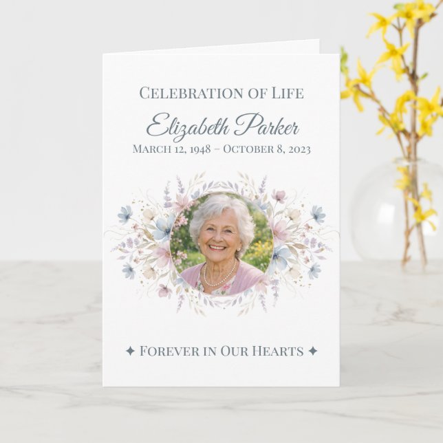 Elegant Butterfly Celebration of Life Program (Yellow Flower)
