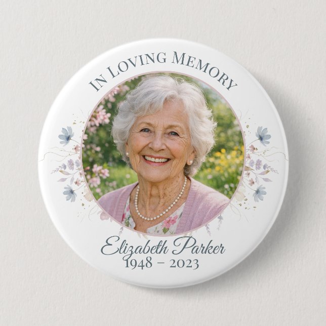 Elegant Butterfly Celebration of Life Program Button (Front)