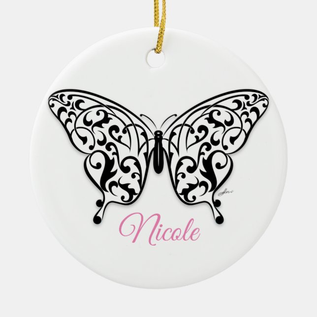 Elegant Butterfly Ceramic Ornament Design by Eksi (Front)
