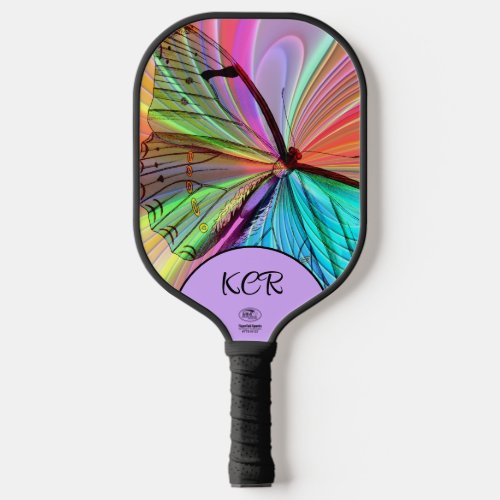 Elegant Butterfly Colorful Initials USA Official Pickleball Paddle