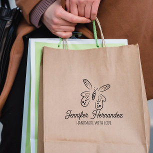 Elegant Butterfly Custom Handmade Large Rubber Stamp