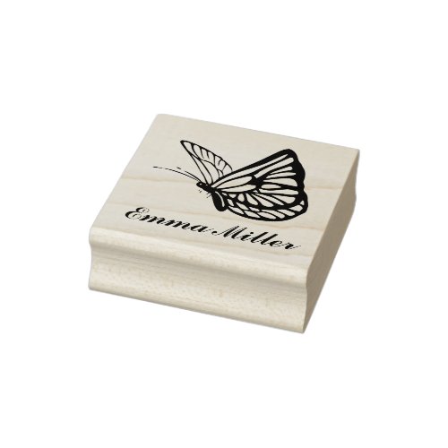 Elegant Butterfly Custom Name Signature  Rubber Stamp