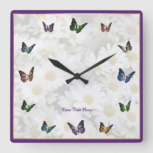 Elegant Butterfly Decorative Square Wall Clock