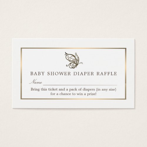 Elegant Butterfly Diaper Raffle Ticket