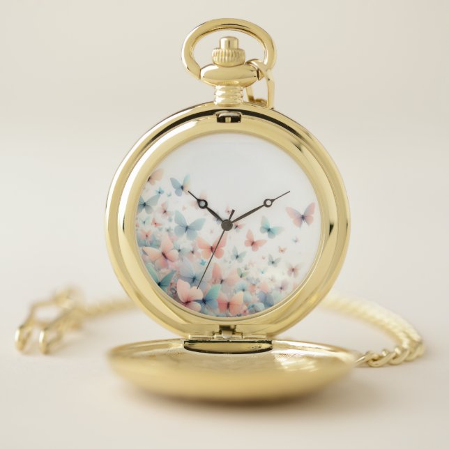 Elegant Butterfly Dream Pocket Watch (Inside)