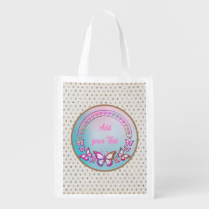 Elegant Butterfly Dreams, and Pink Heart Grocery Bag
