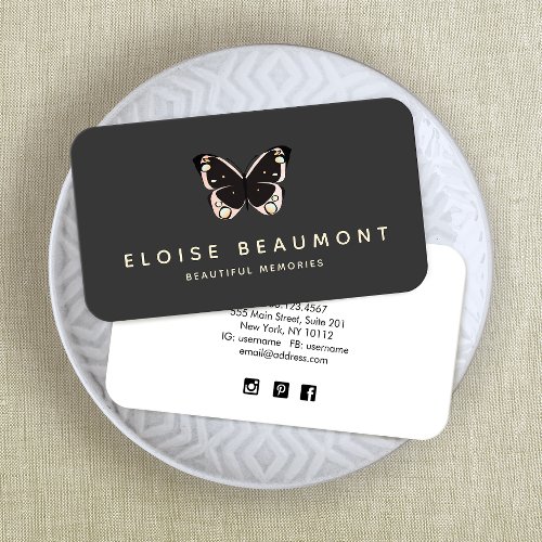 Elegant Butterfly Event Planner Logo Business Card