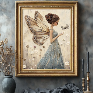 Elegant Butterfly Fairy Vintage Mosaic Wall Art