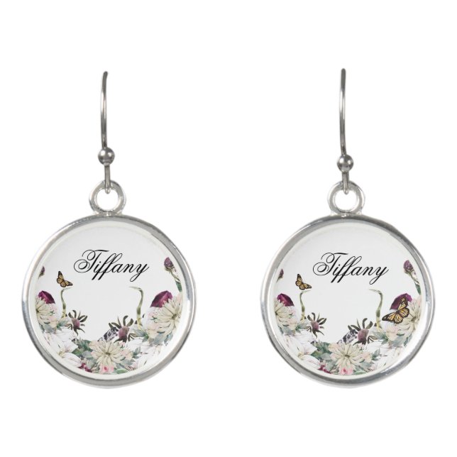 Elegant Butterfly Floral Aesthetic Earrings (Front)