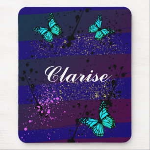 Elegant Butterfly Floral Aesthetic Mouse Pad