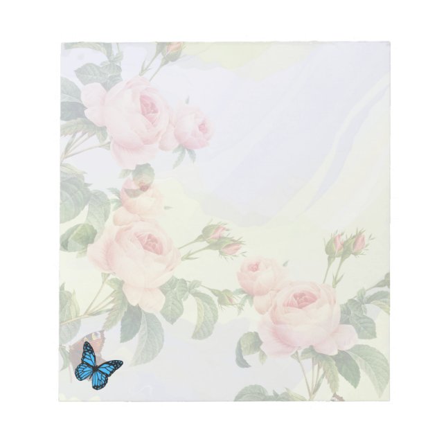 Elegant Butterfly Floral Aesthetic Notepad (Front)