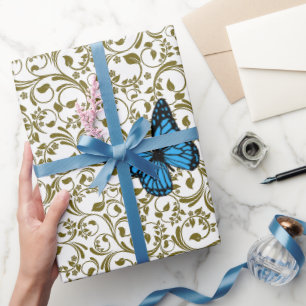 Elegant Butterfly Floral Aesthetic Wrapping Paper