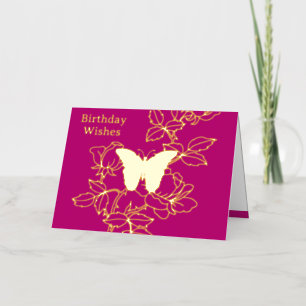 Elegant Butterfly Floral Birthday Gold Foil Card
