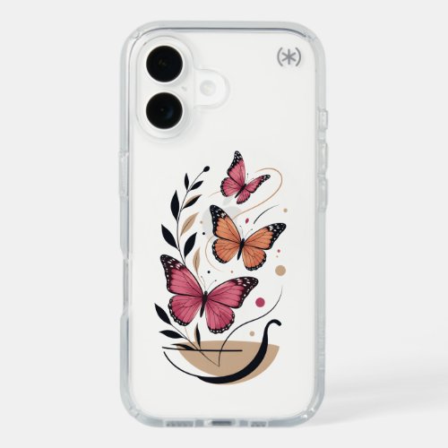 Elegant Butterfly Floral Botanical Design iPhone 16 Case
