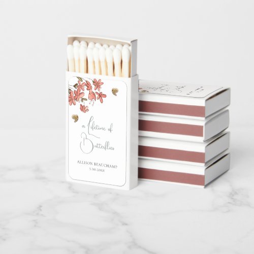 Elegant Butterfly Floral Bridal Shower Matchboxes